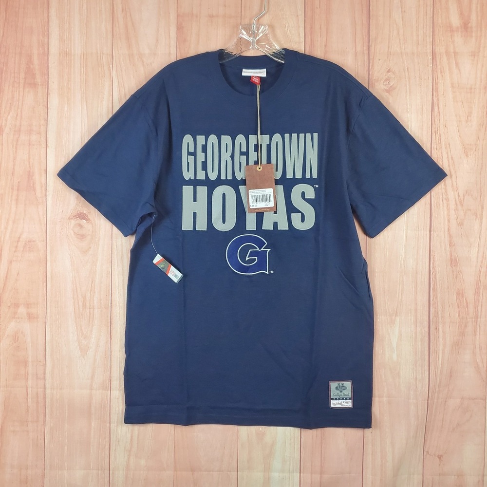 Mitchell & Ness Mens Shirt Sz Medium Navy Georgetown Hoyas Basketball Crew Neck
